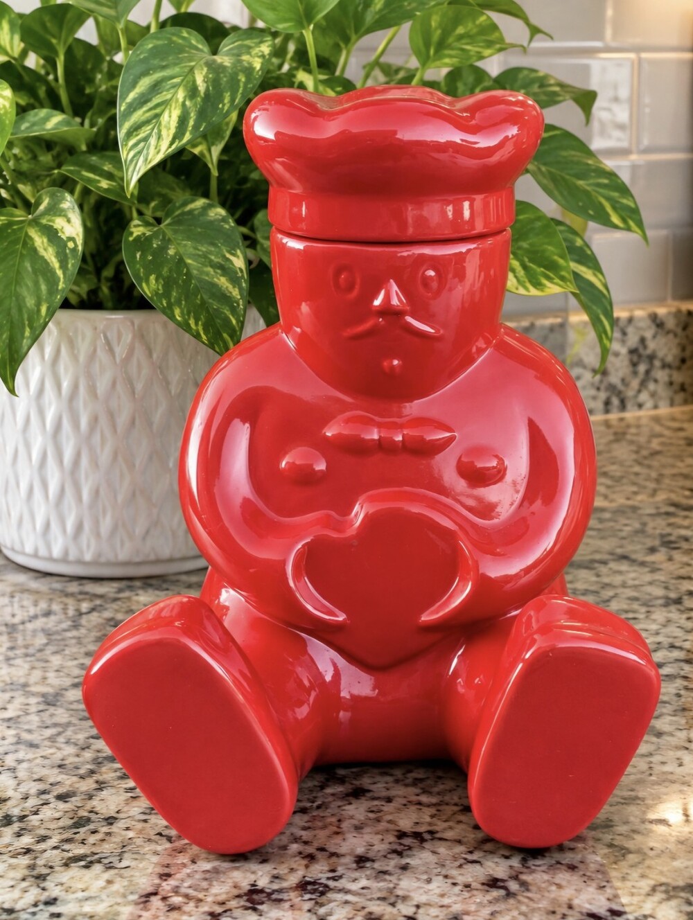 CLAUDE the Chef! Make My Day Heavy and Large Stoneware 12” Cookie Jar Red